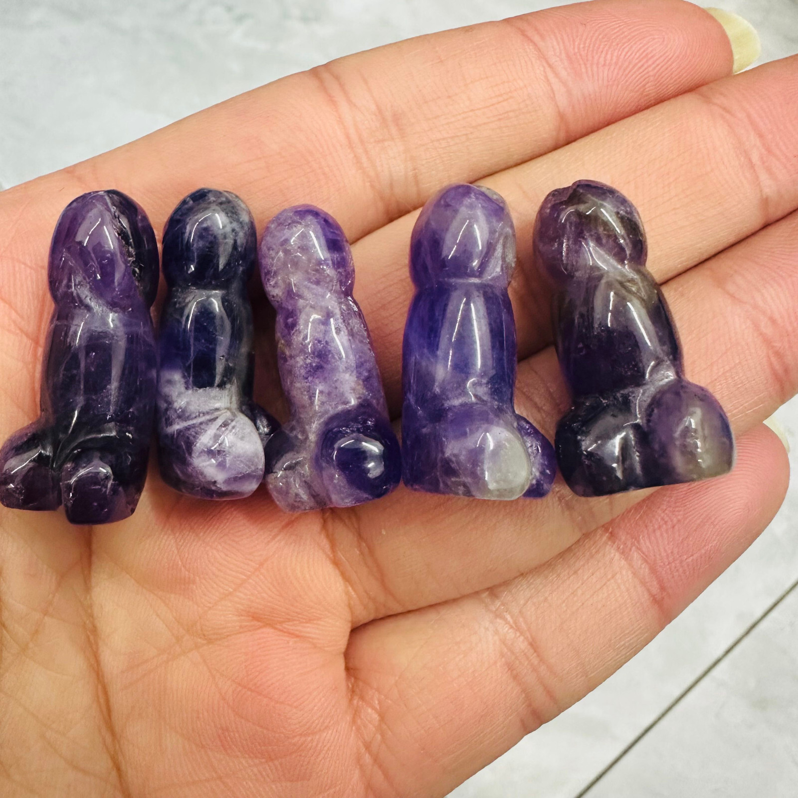 5PC Natural Amethyst Genitalia Quartz Crystal Energy Reiki Healing Stone Gift