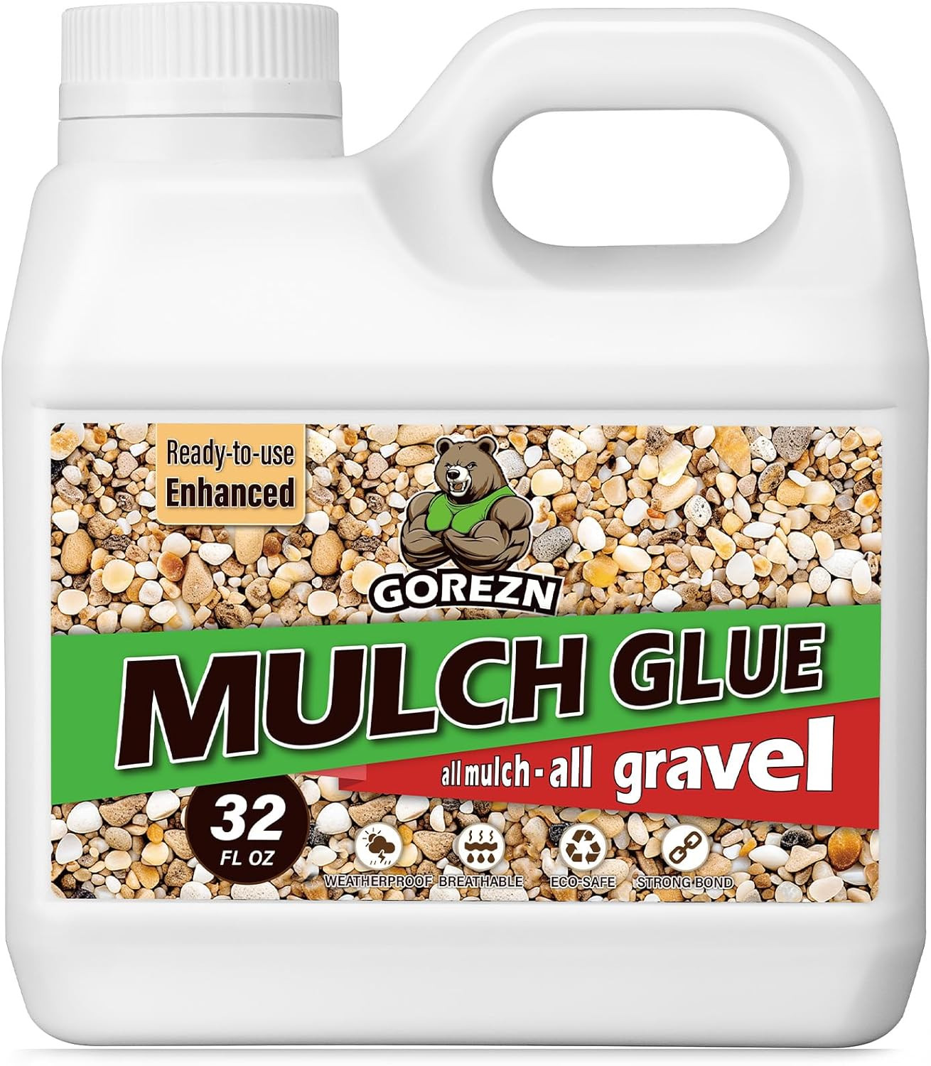 Mulch Glue for Landscaping, 32 OZ Rock Glue for Pea Gravel, Pebbles, Wood and Ba