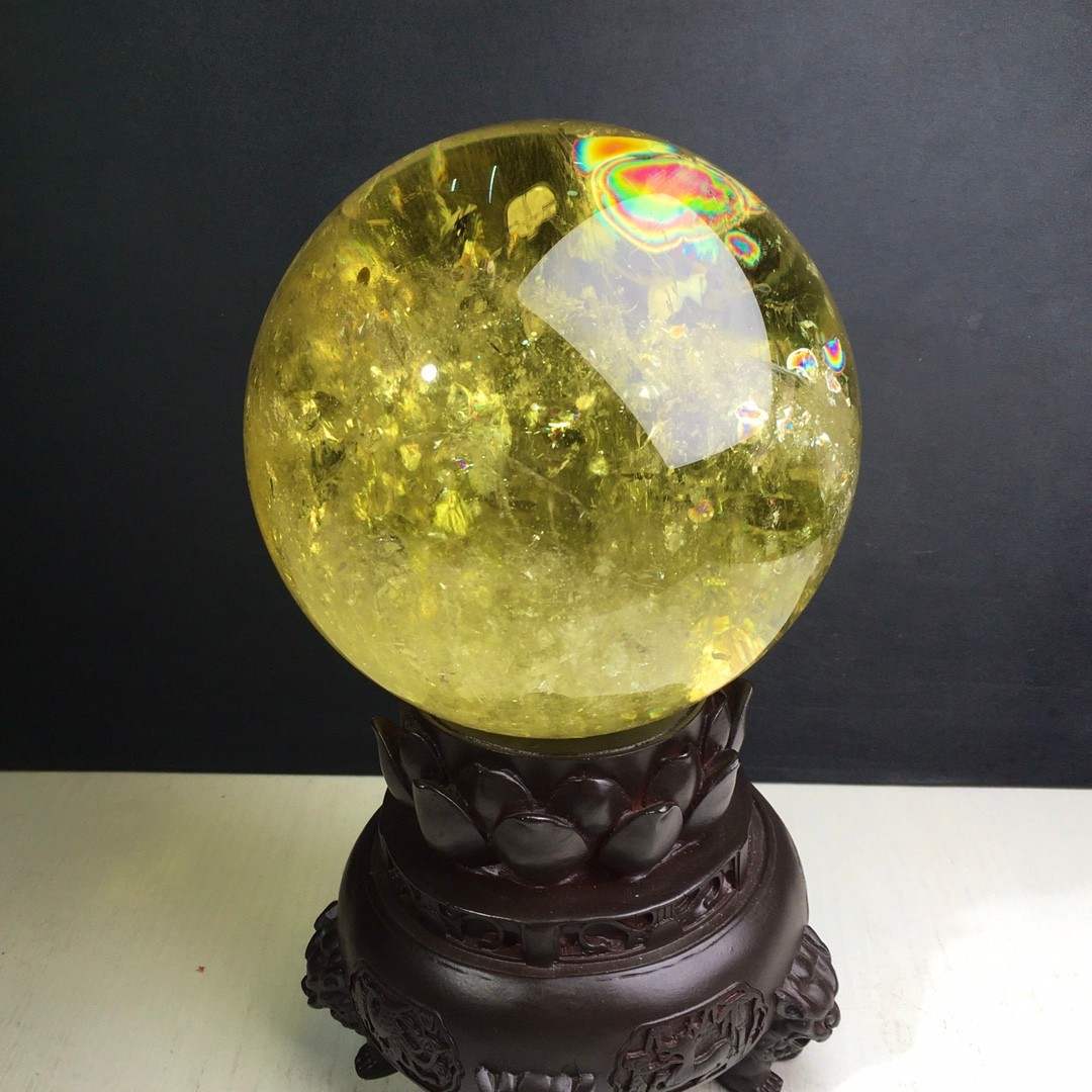 12LBTop Natural Citrine Sphere Quartz Crystals Reiki Ball Gems Decorate Gift