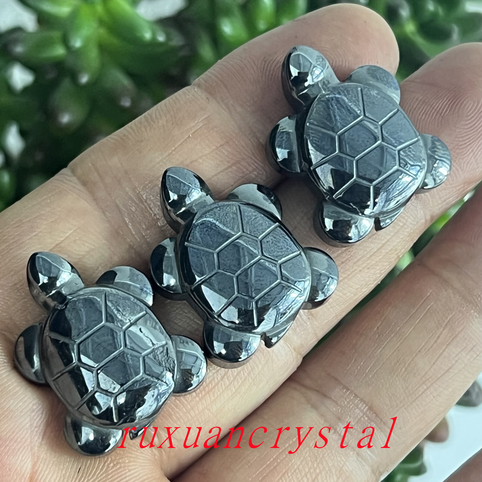 3pcs Natural Hematite Quartz Hand Carved tortoise skull Crystal Reiki healing