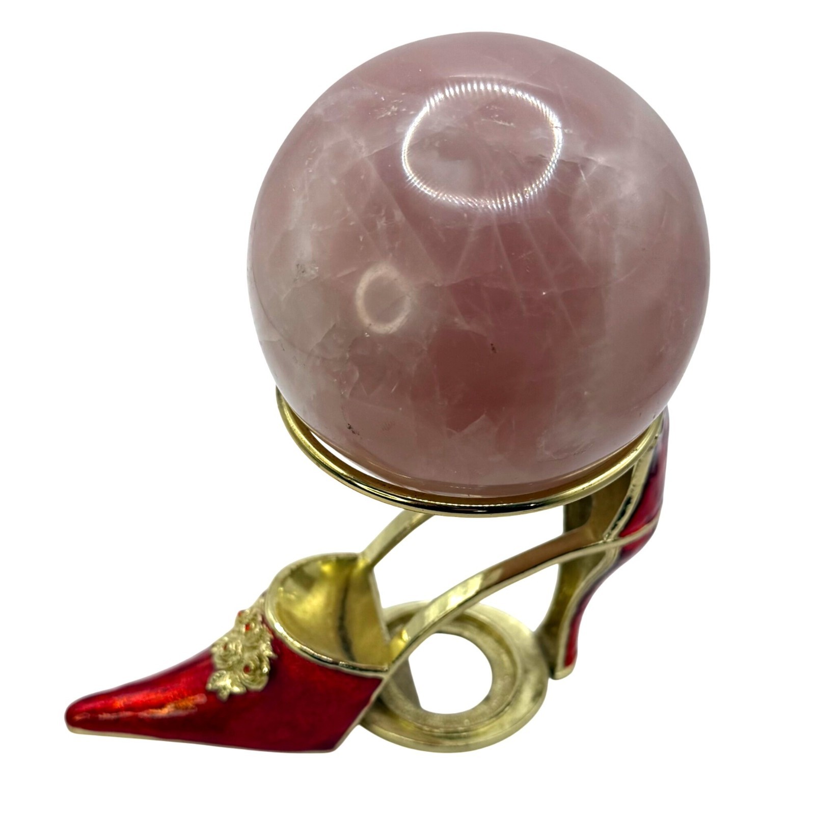 Vintage Brass Metal Scroll Sphere Crystal Ball Stand Orb Stand Crystal Display