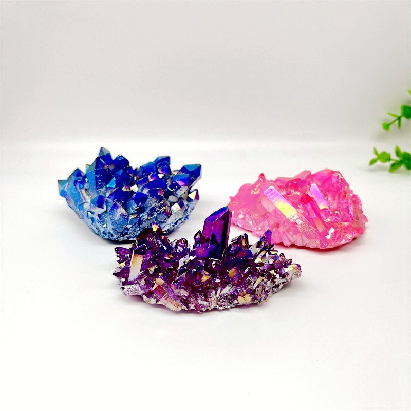 Natural Quartz Angel Aura Titanium Crystal Cluster Healing Rough Stone Specimens