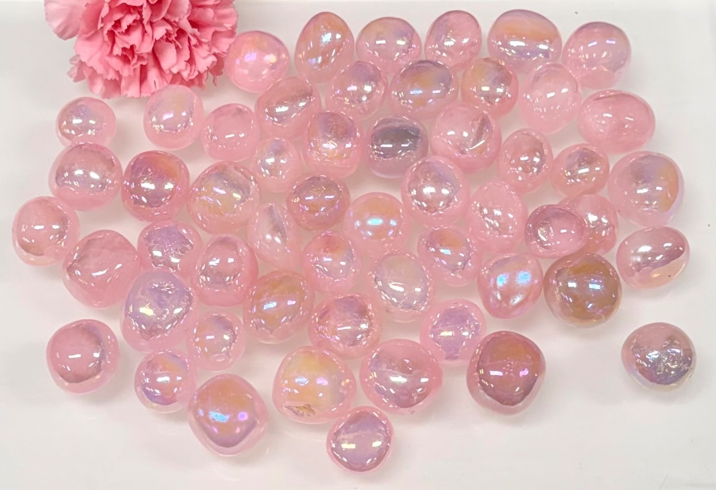 Wholesale Lot 2 Lbs Aura Rose Quartz Tumble Healing Energy