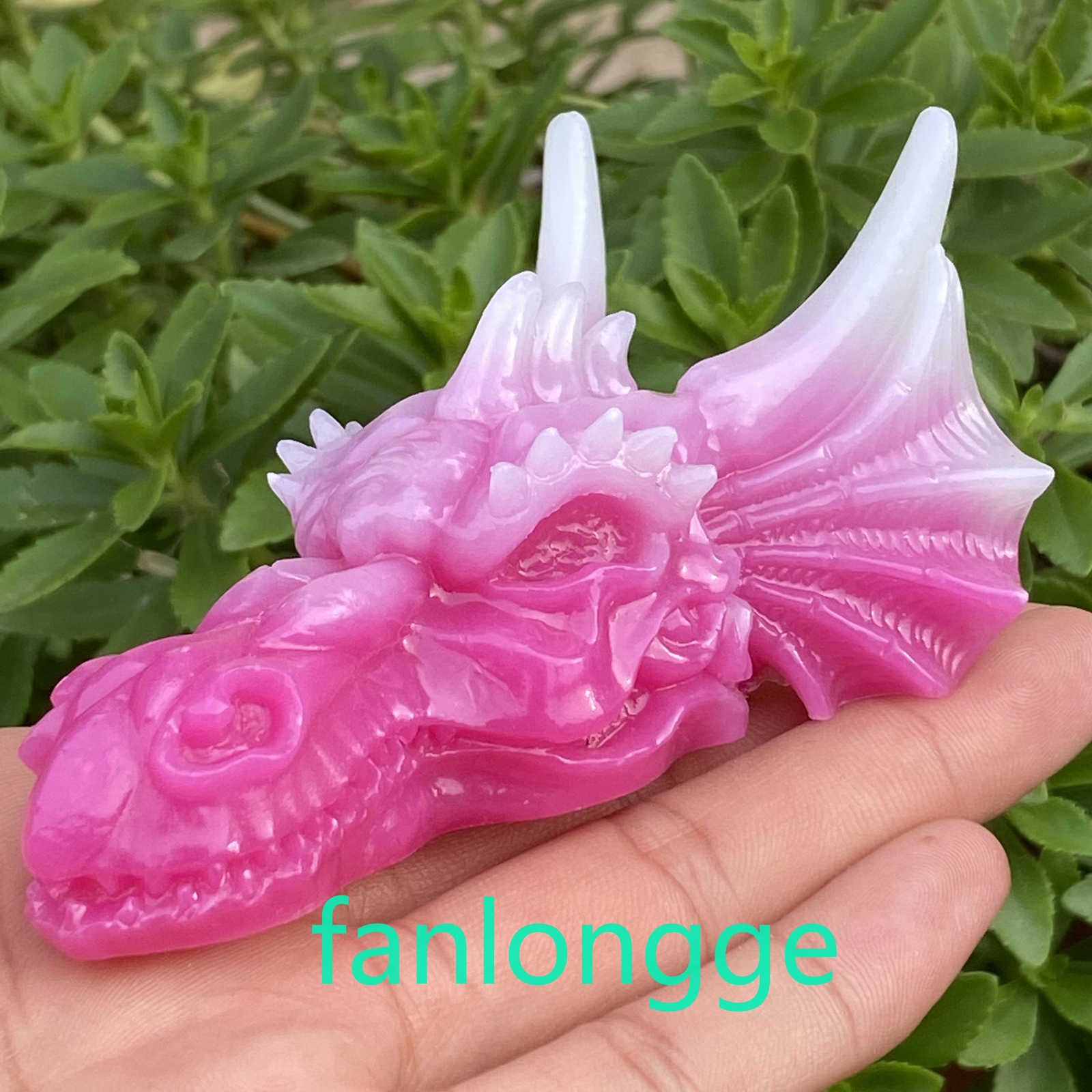 3.5″ Luminous Stone Pink Dragon skull Carved Quartz Crystal Gift Healing 1pc