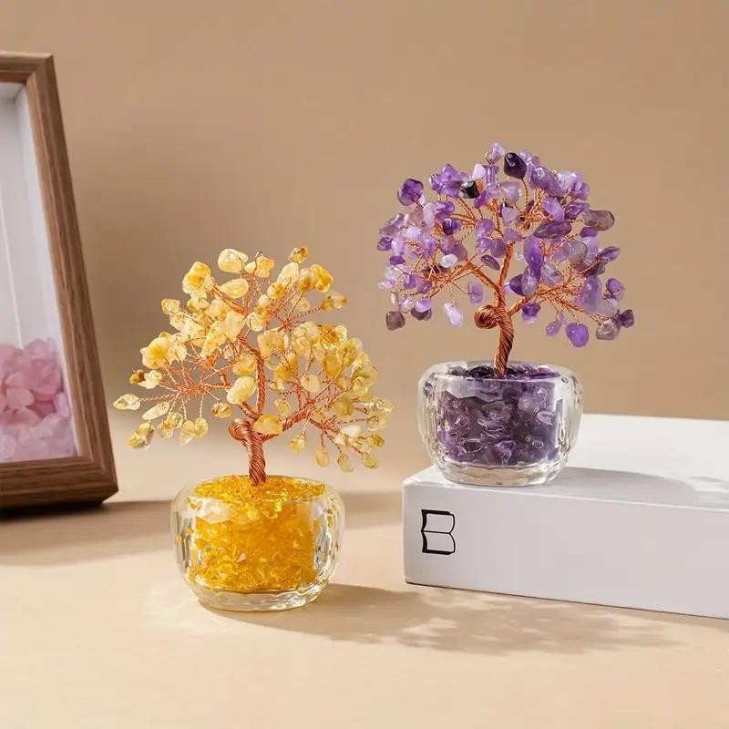 Natural Crystal Fortune Tree Feng Shui Tree of Life Home Office Decor Gift
