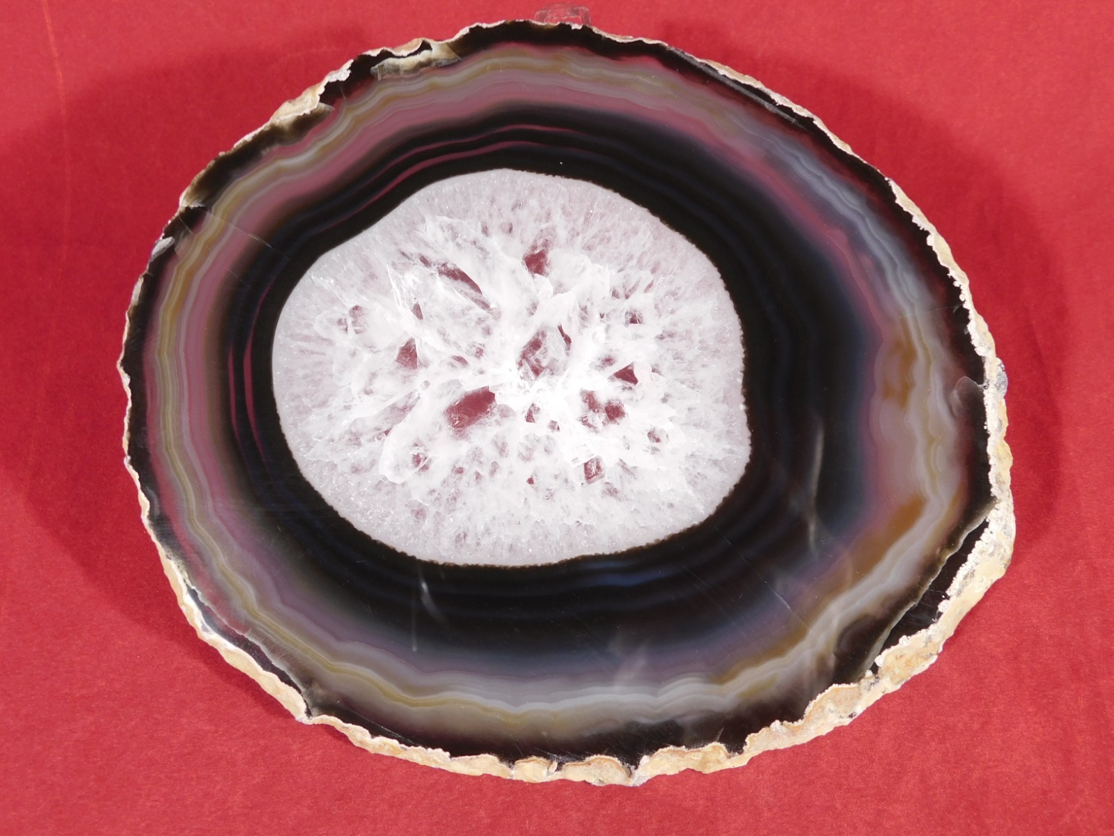 Polished QUARTZ Crystal Nodule Slab w/ Banded Agate & Display Stand Brazil 192gr
