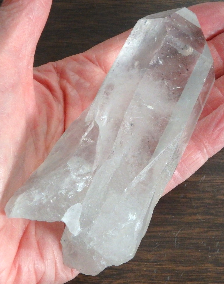Crystal Twin Quartz Point $43 All Natural with Key Etchings 204.8 grams Rocket