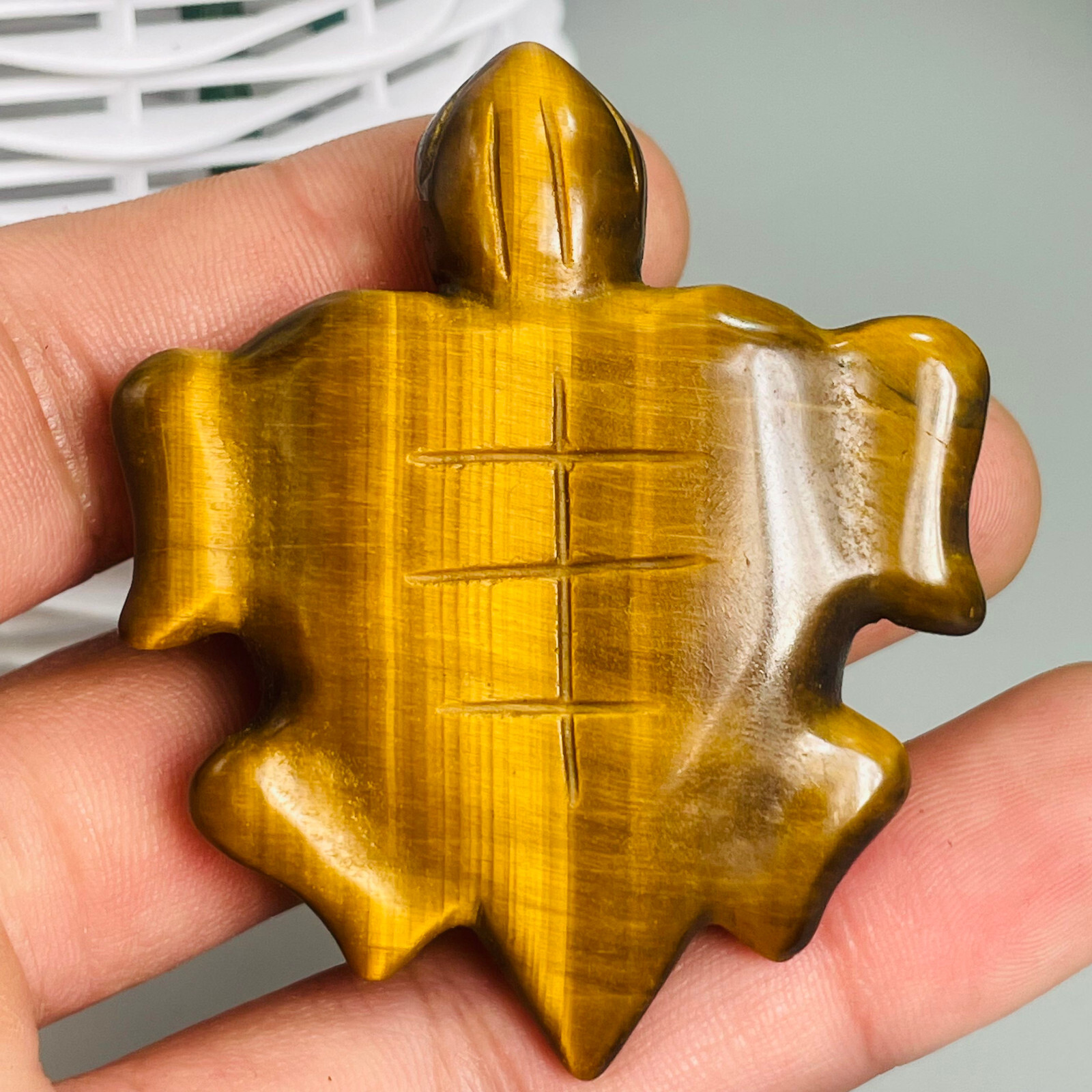 Natural Tiger eye tortoise Quartz Skull Crystal Specimen Reiki Healing Gift 1PC
