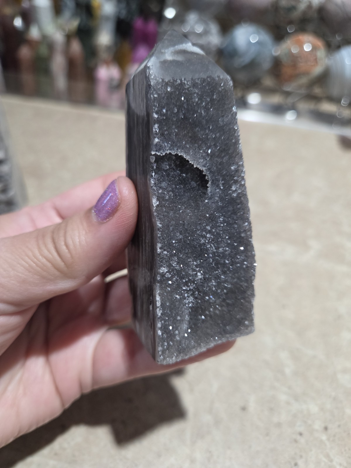 Crystal Druzy Black Sphalerite Tower Point
