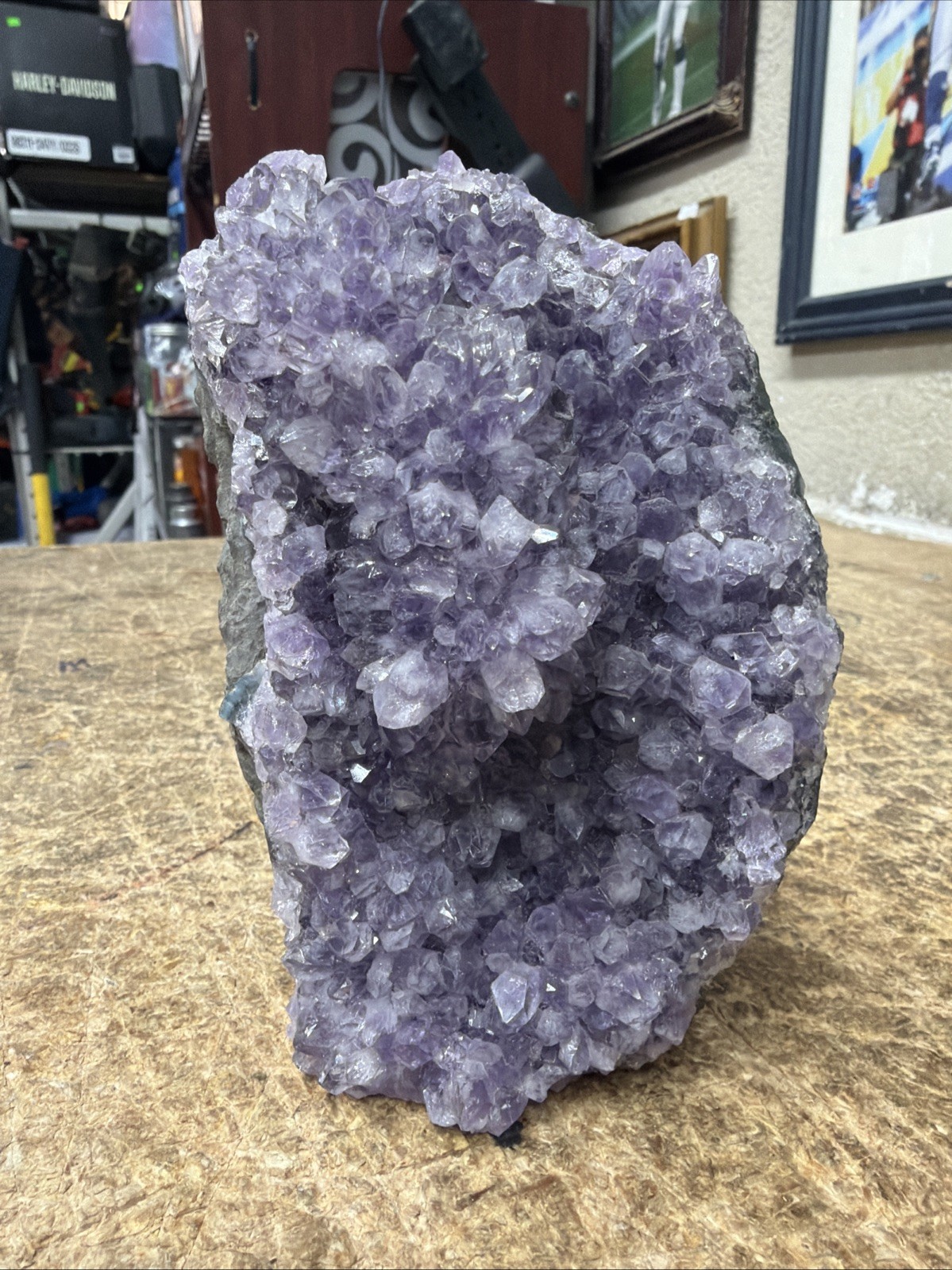 Rare Amethyst Geode Decorative Rock Crystal Home Decor 34oz 5” Purple