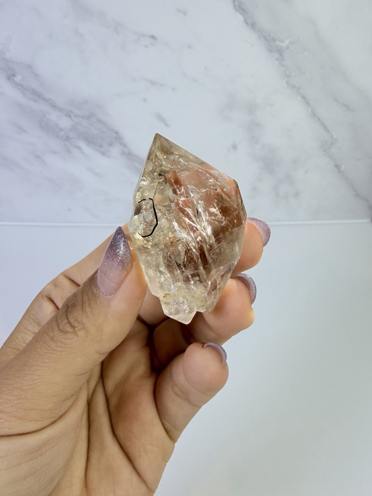 High Luster Enhydro Quartz w/ Moving Bubble &/or Carbon/Black Inclusions,A491