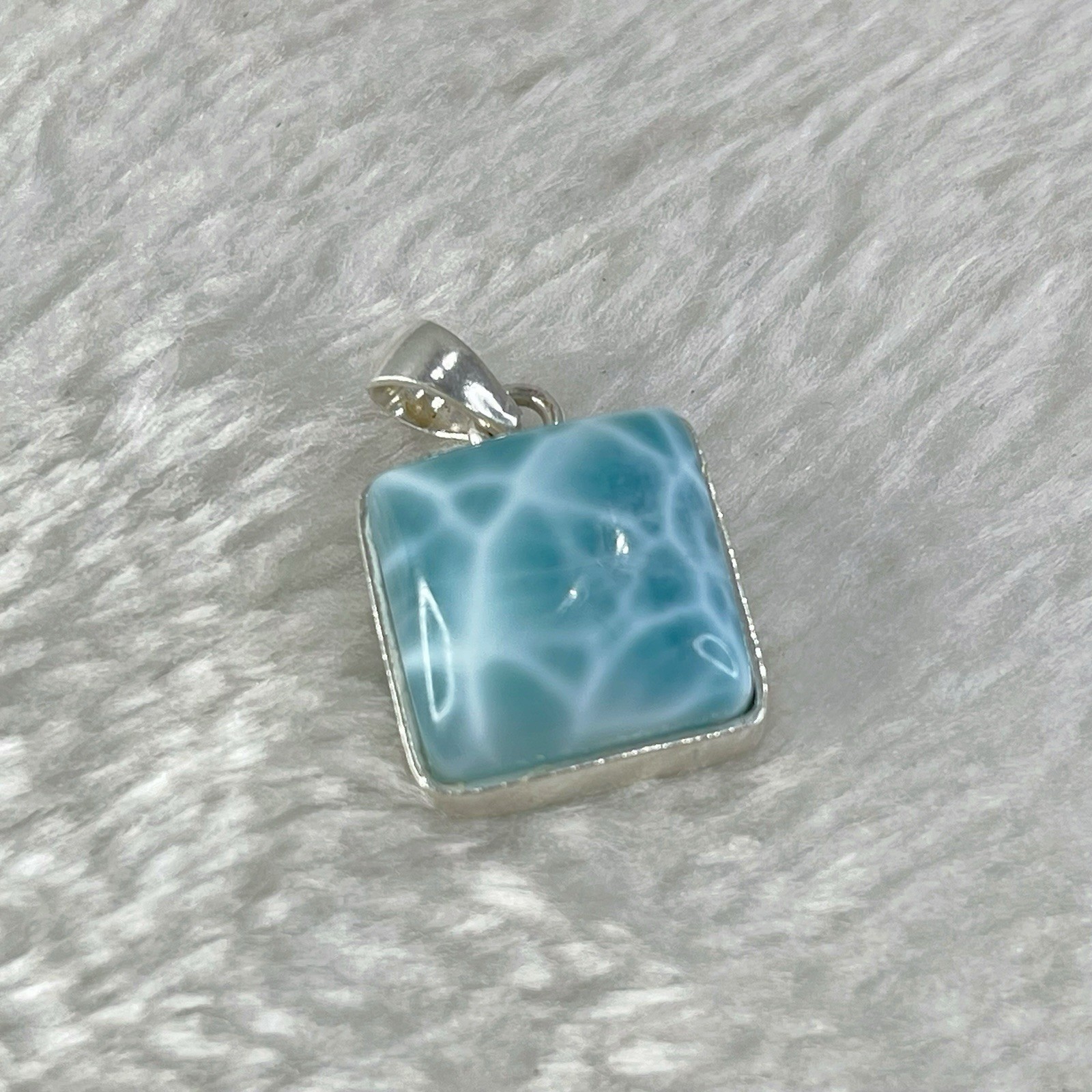 11g Larimar Necklace, Handcrafted Sterling Silver Pendant, Dominican Jewelry,
