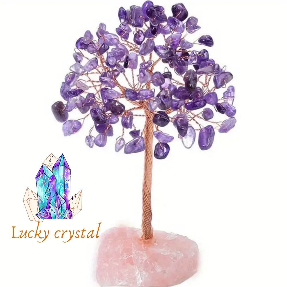 Natural Crystal Bonsai Money Tree Ornament GoodLuck Wealths Home Office Decor UK