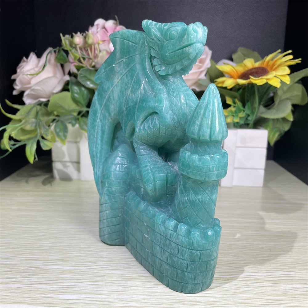6.4″ 3.8LB A+Natural Amazonite Dragon Crystal Carving Quartz Reiki Decor Gift