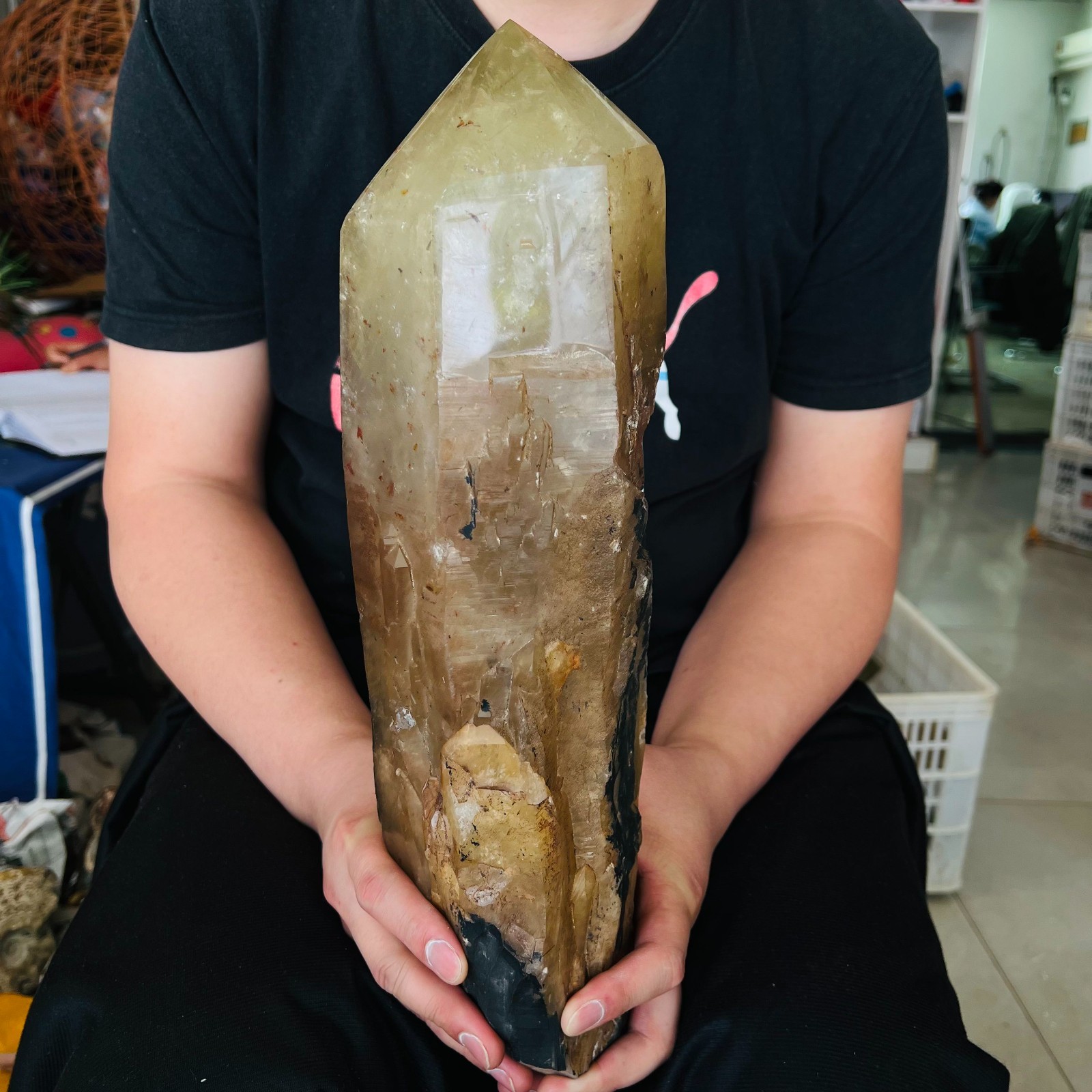 15.4LB Genuine Citrine Elestial Crystal – Untreated Raw Stone Healing Crystal