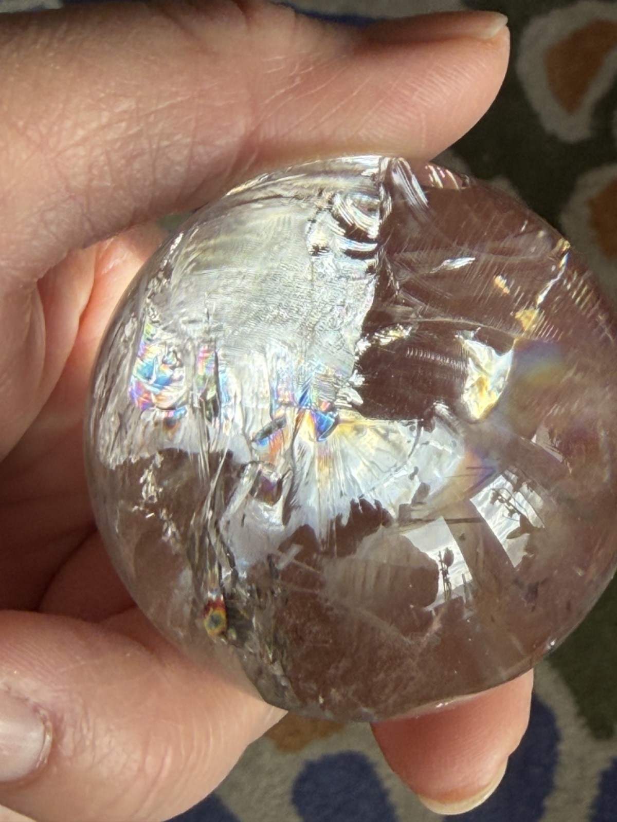 50mm Natural Rainbow Clear Quartz Sphere 173 grams