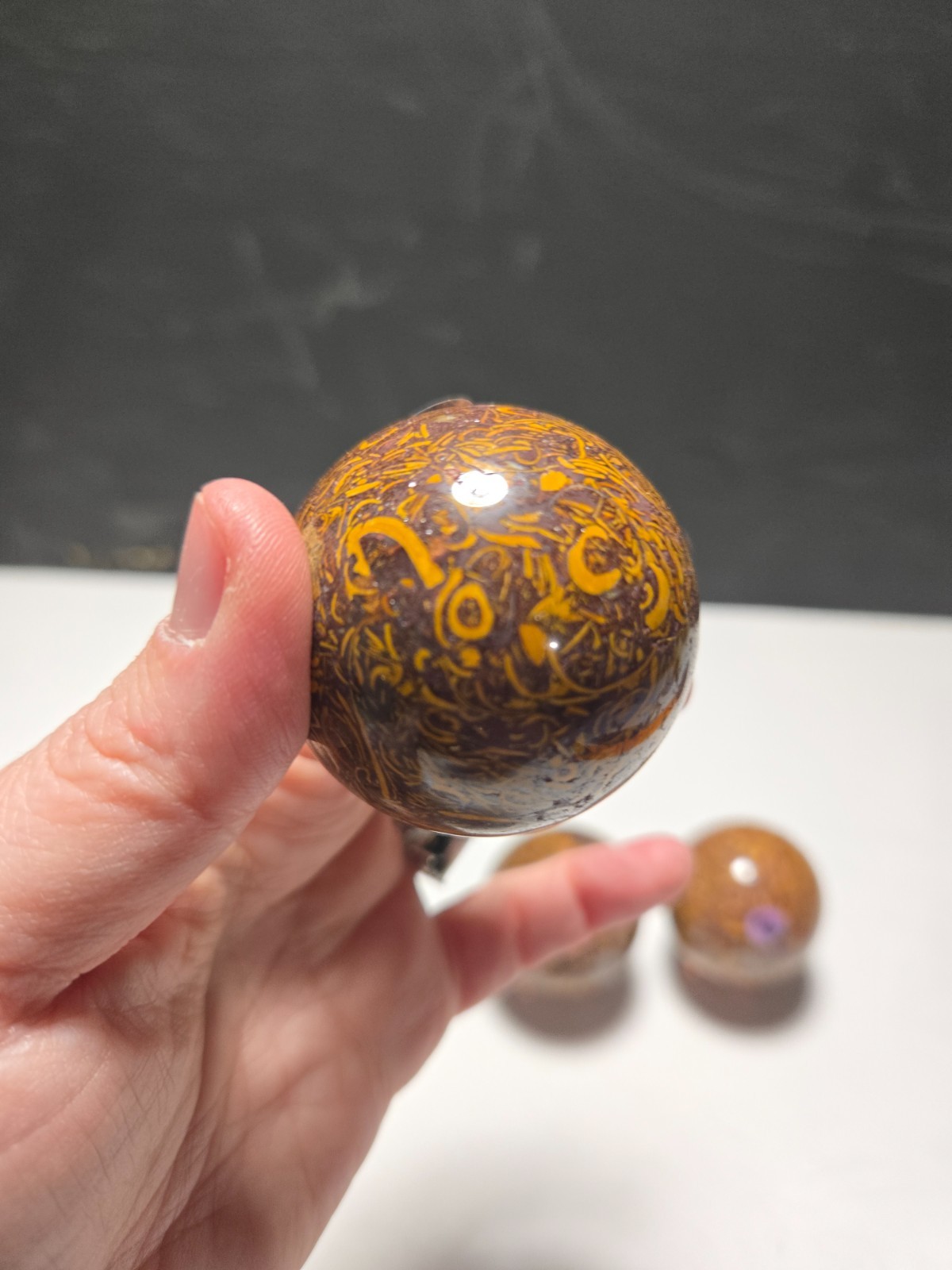 Rare! Calligraphy/Miriam Jasper Spheres- 3 to choose from! G98