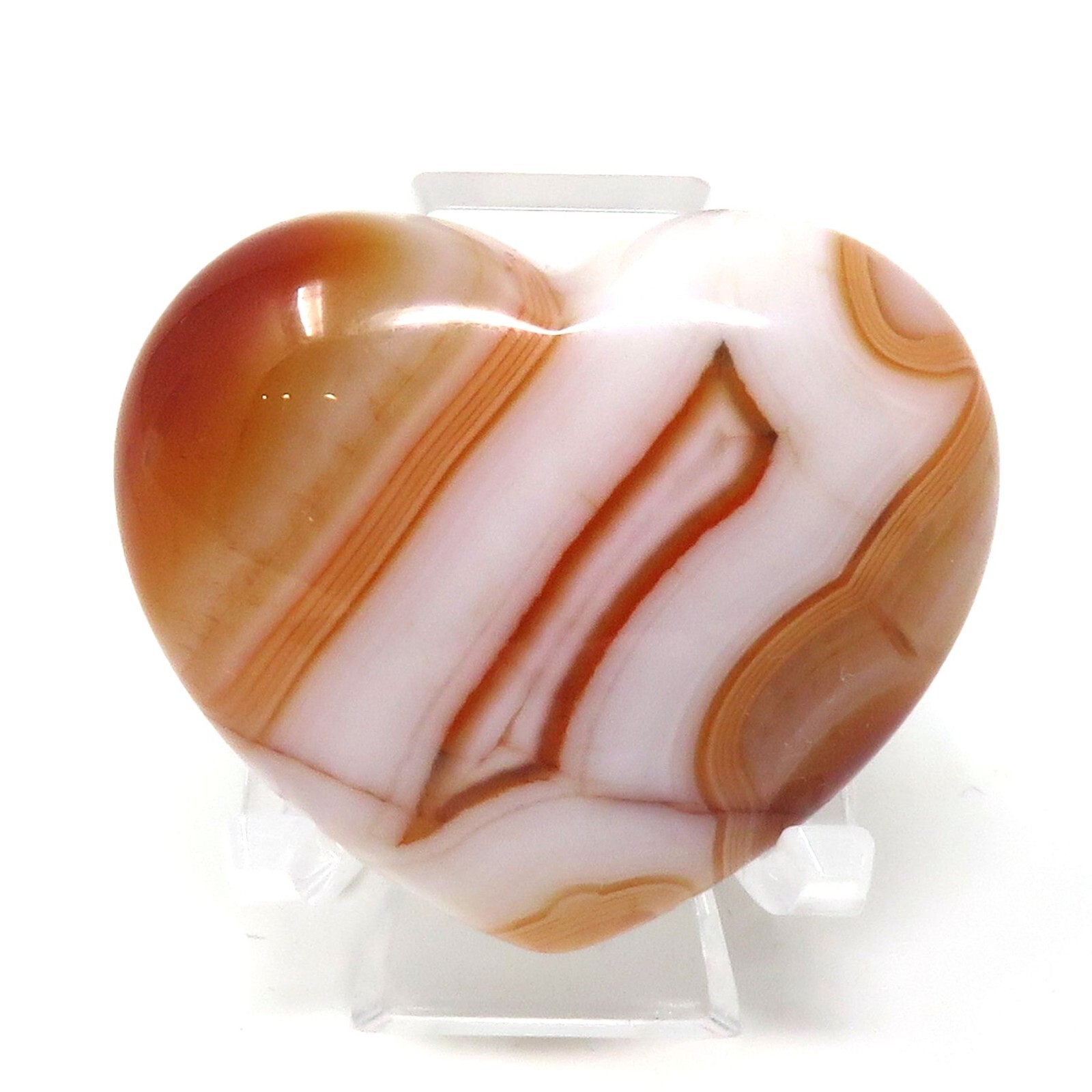 Orange Banded Agate Stone Heart #874- 40mm x 35mm x 15mm or 1.57″ -Pocket Stone