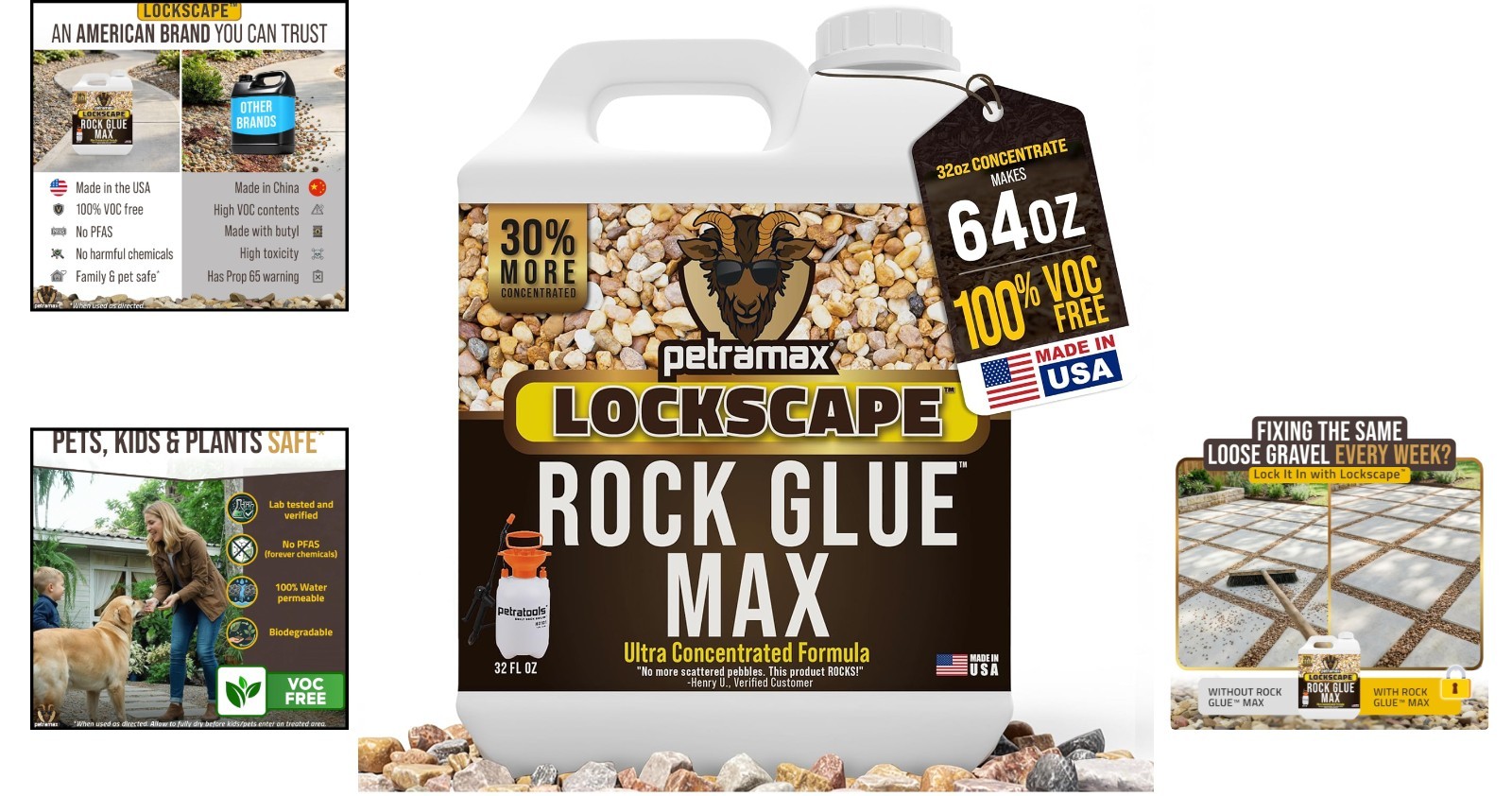 Pet-Friendly Max Rock Glue, 32 Oz – Optimize Erosion Resistance for Your Garden