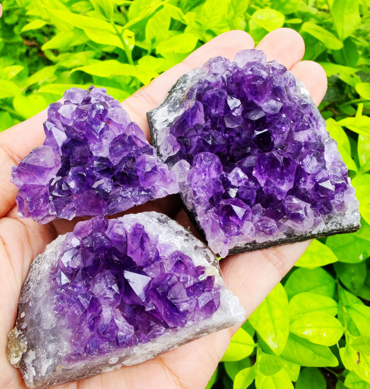 2025NEWFIND Raw Amethyst Quartz Geode Druzy Cluster Healing Crystal Specimen