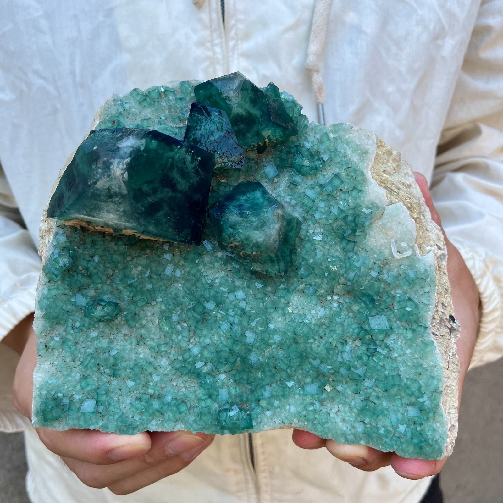 5.5LB Natural cubic green fluorite crystal cluster rough mineral specimen