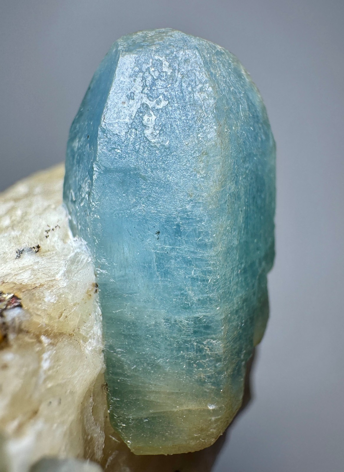 78 Grams Full Terminated Top Fluorescent Sky Blue Afghanite Crystals On Calcite