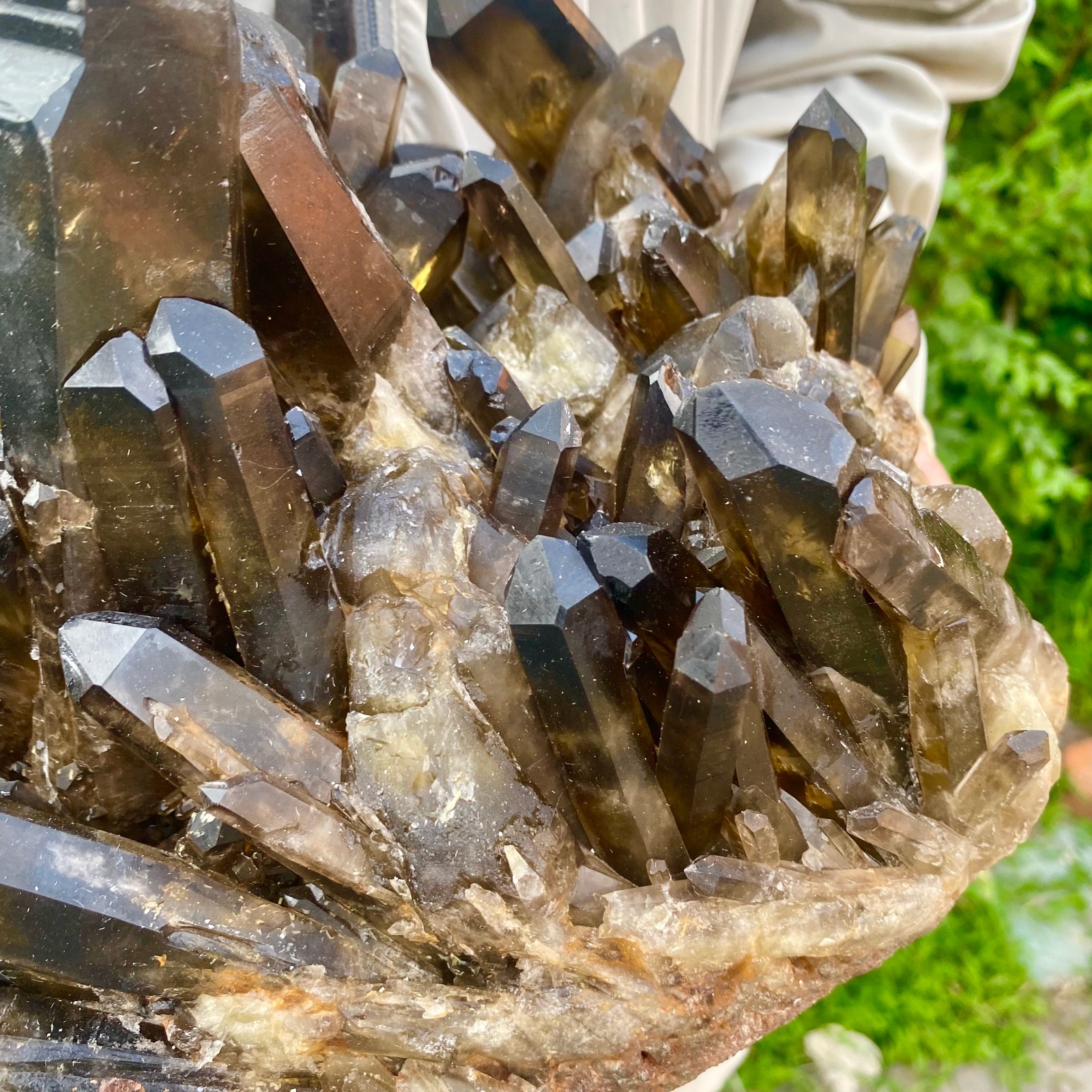 16.9LB Natural Black Smoke Color Quartz Cluster Crystal Specimens Mineral Healin