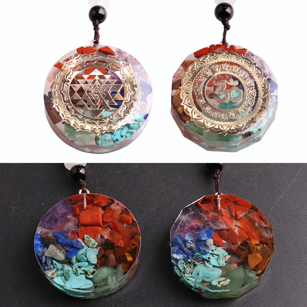 Healing 7Pcs Chakra Engraved Symbols Crystal Palm Worry Stones Set Reiki Energy