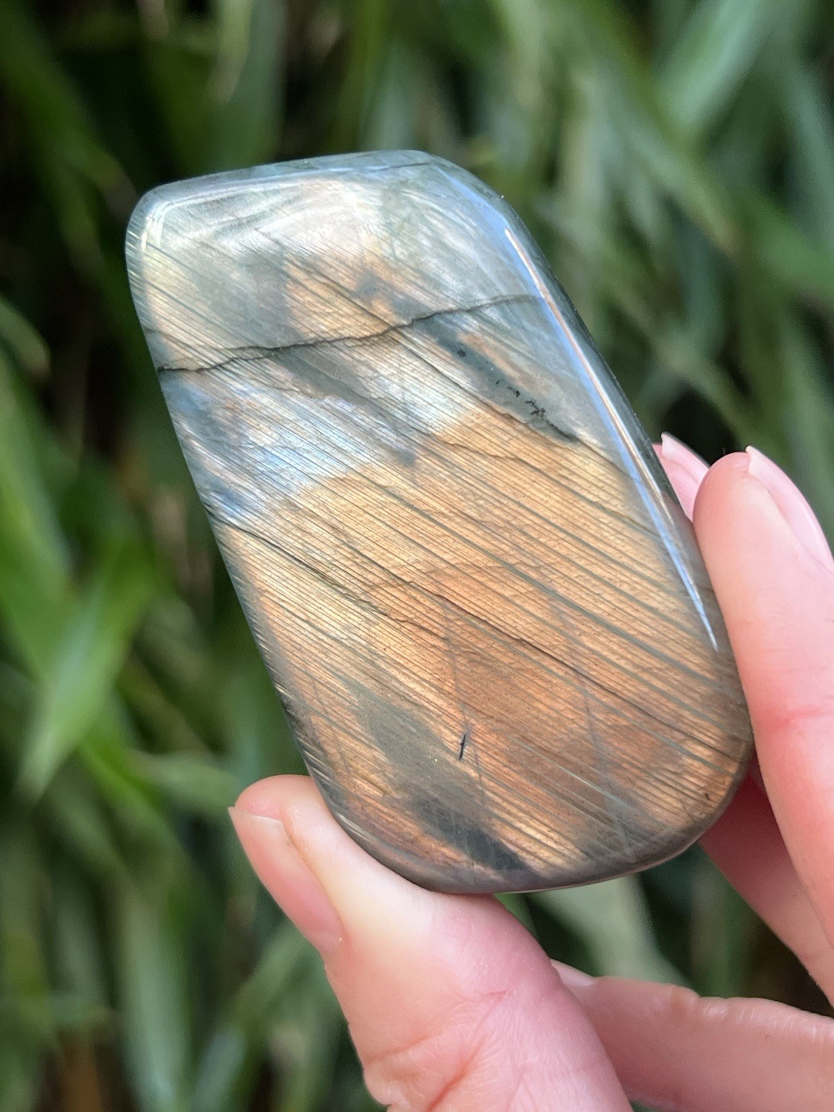 Silver Blue Orange Labradorite Freeform Iridescent Crystal AAA+ 16