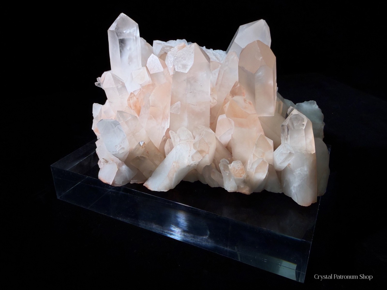 2.6LB Pink and White Crystal Cluster on Acrylic Stand | Natural Quartz Formation