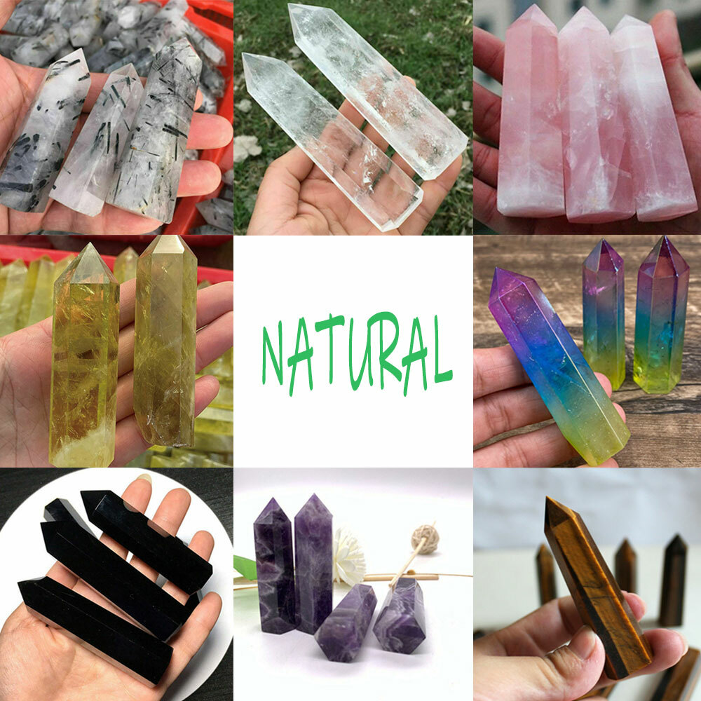 Natural Quartz Crystal Tower Point Wand Healing Reiki Specimen Stone For Gifts