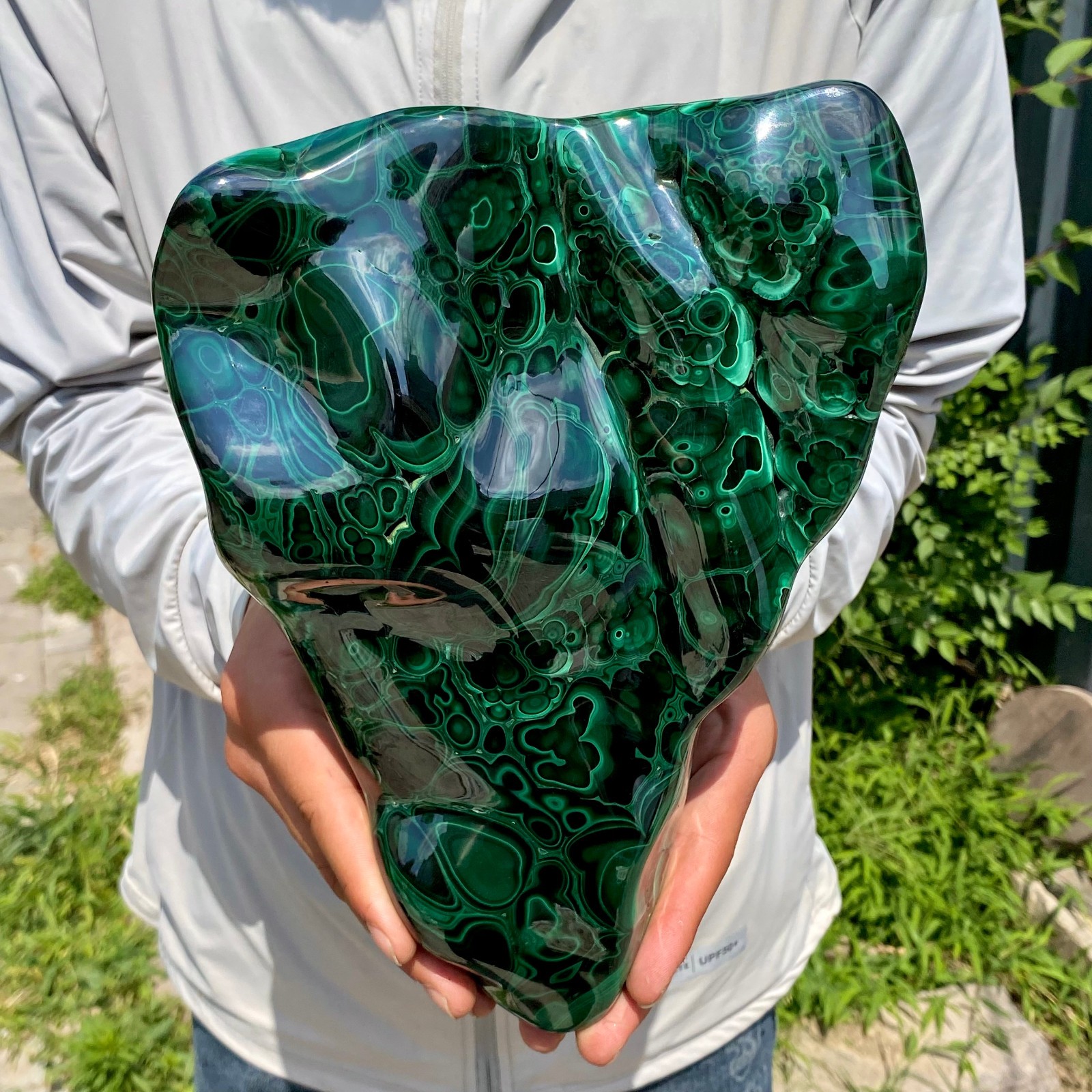 9.25LB Large Natural glossy Malachite transparent cluster rough mineral sample