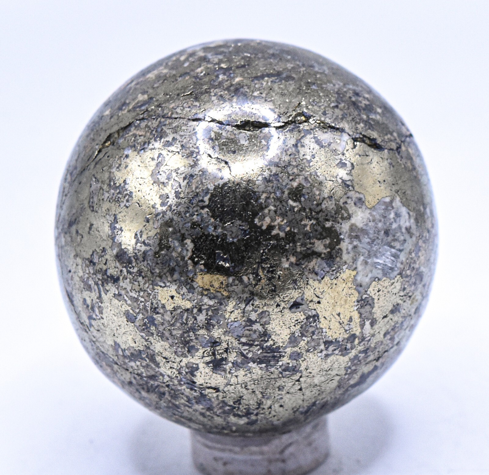 43mm Chalcopyrite w/ Calcite Inclusions Sphere Polished Natural Mineral – Peru