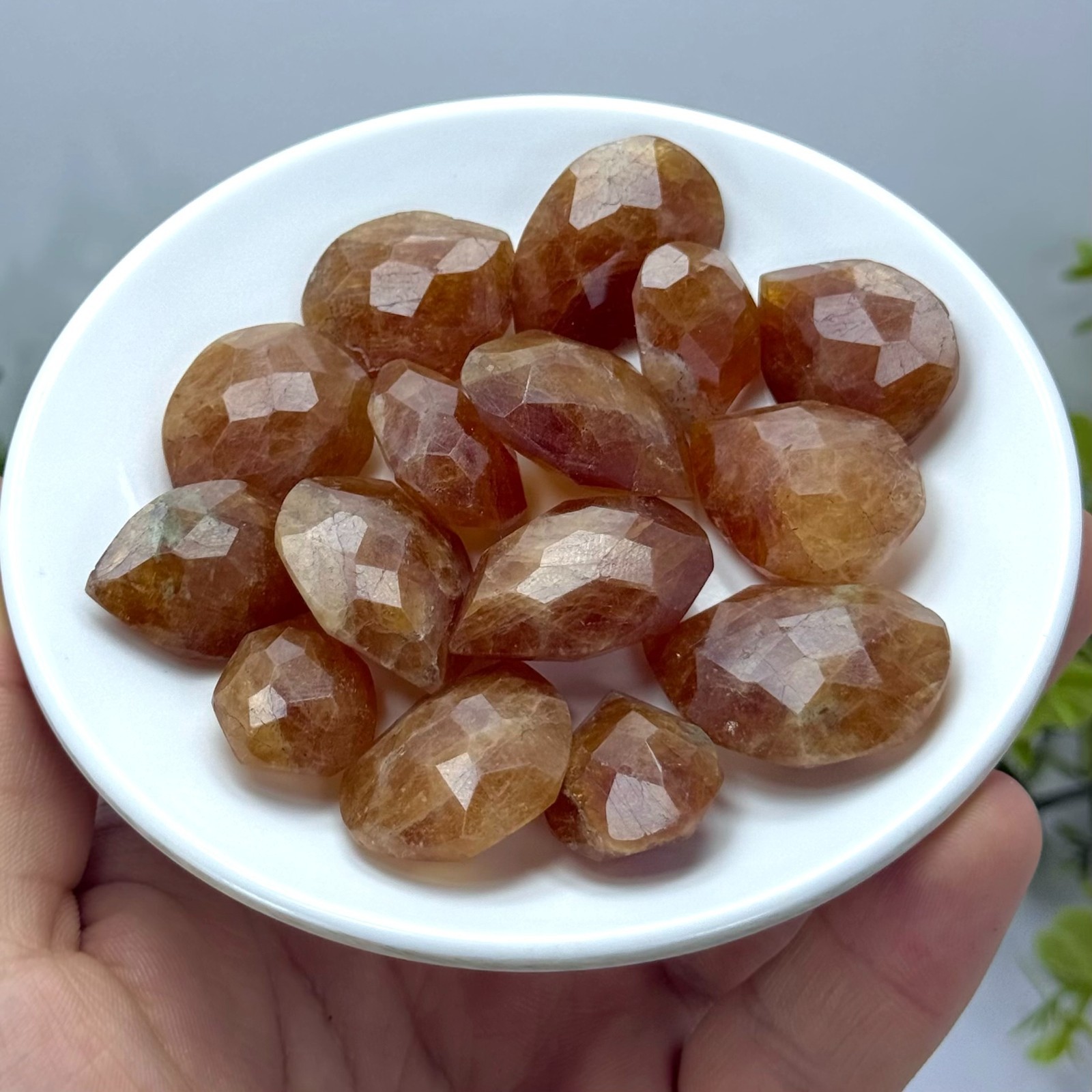 Faceted Spessartine Garnet Tear Drop Crystals for Jewelry Making, 14 Pieces