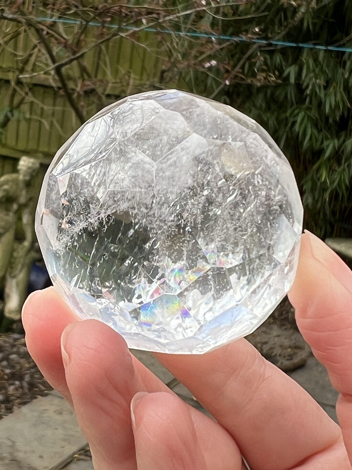 Clear Quartz Hand Faceted Large Crystal Ball AAA+ 43mm Diameter Freestanding 24