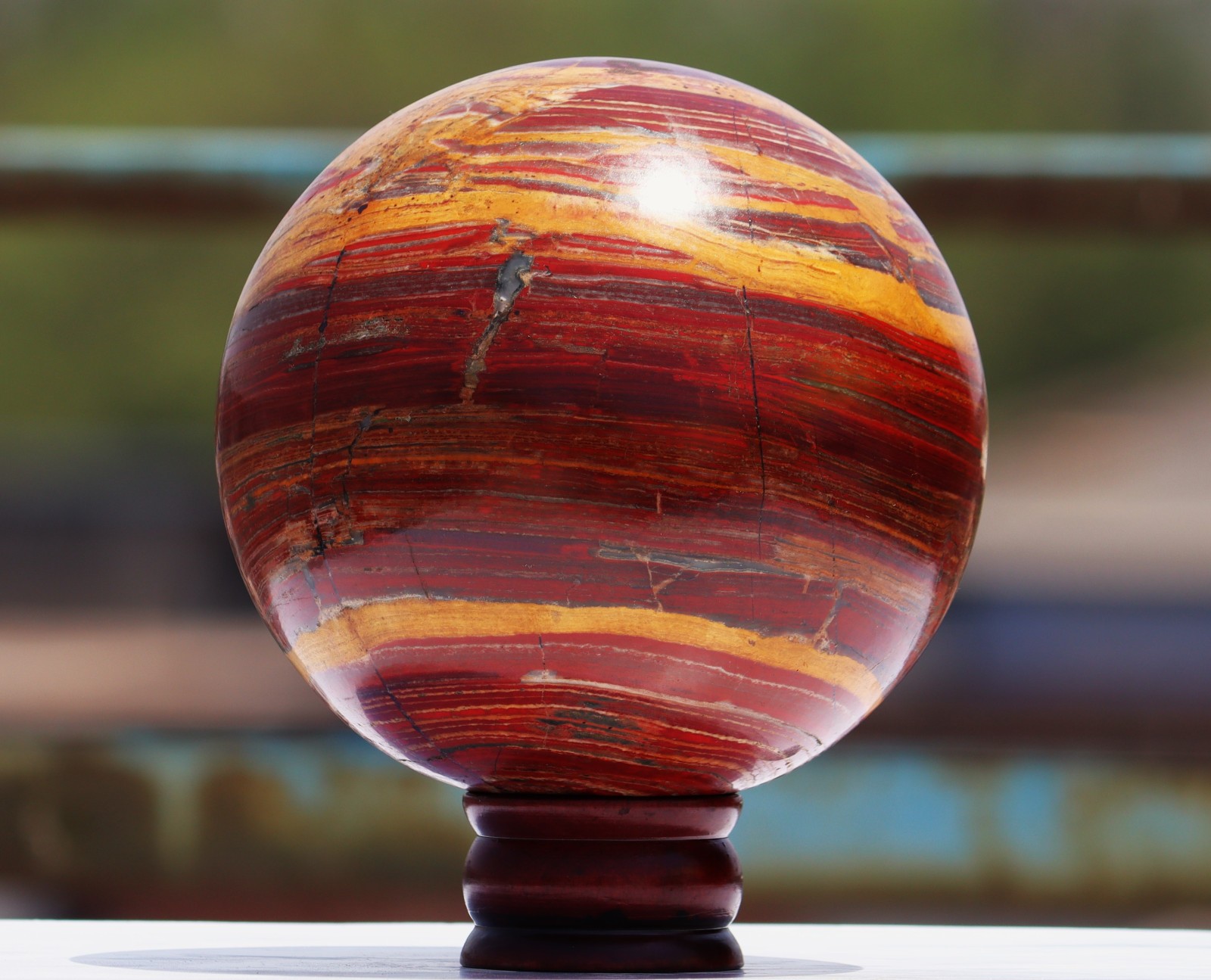 150mm Red Mookaite Jasper Stone Sphere Crystal Ball Healing Decor Reiki Gemstone