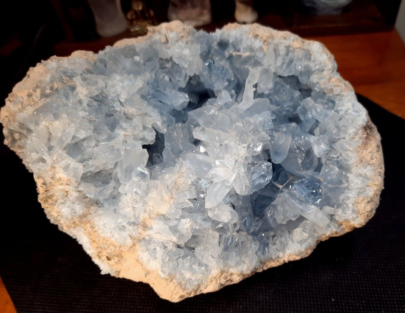 5.19 lb Madagascar High-Grade Blue Celestite Quartz Crystal Geode Cluster