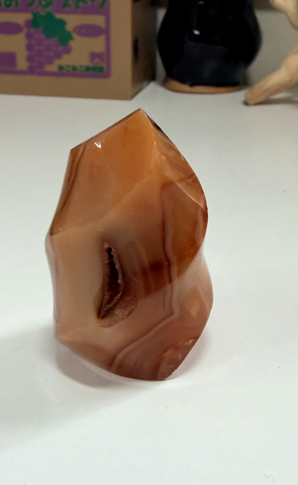 Carnelian Flame Crystal Polished Orange Agate Freeform 101g 2.5in Druzy