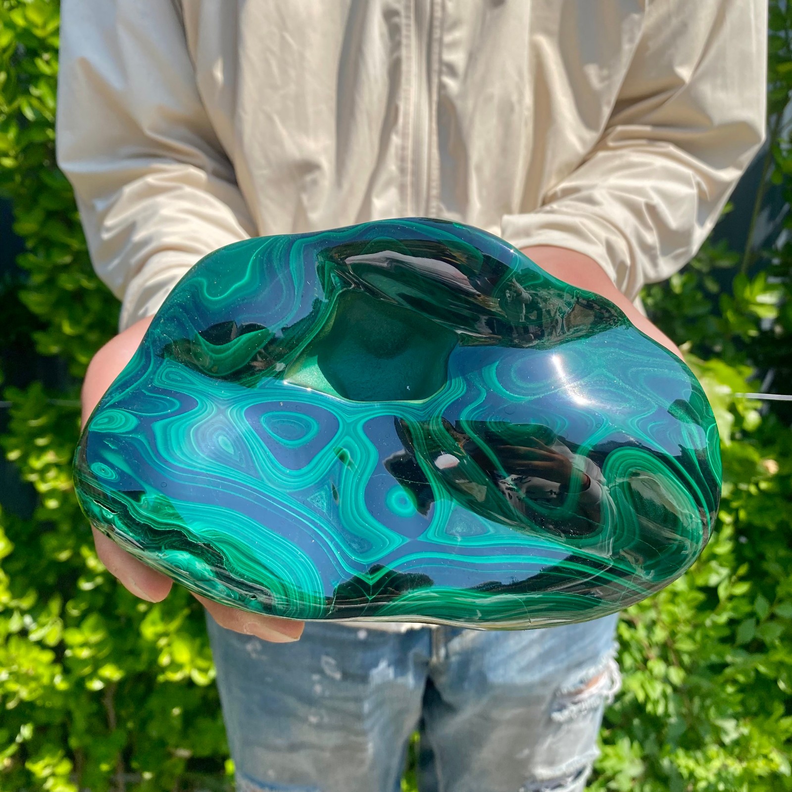 4.6LB Natural glossy Malachite transparent cluster rough mineral sample