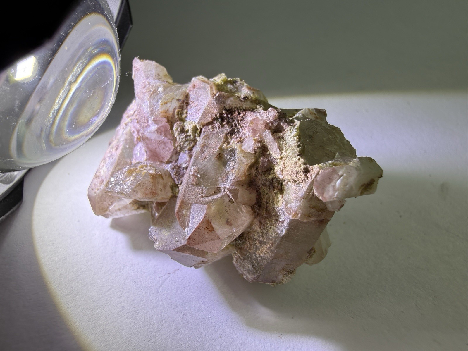 Red Green Phantom Quartz Cluster Hematite Inclusions Crystal Specimen 22g