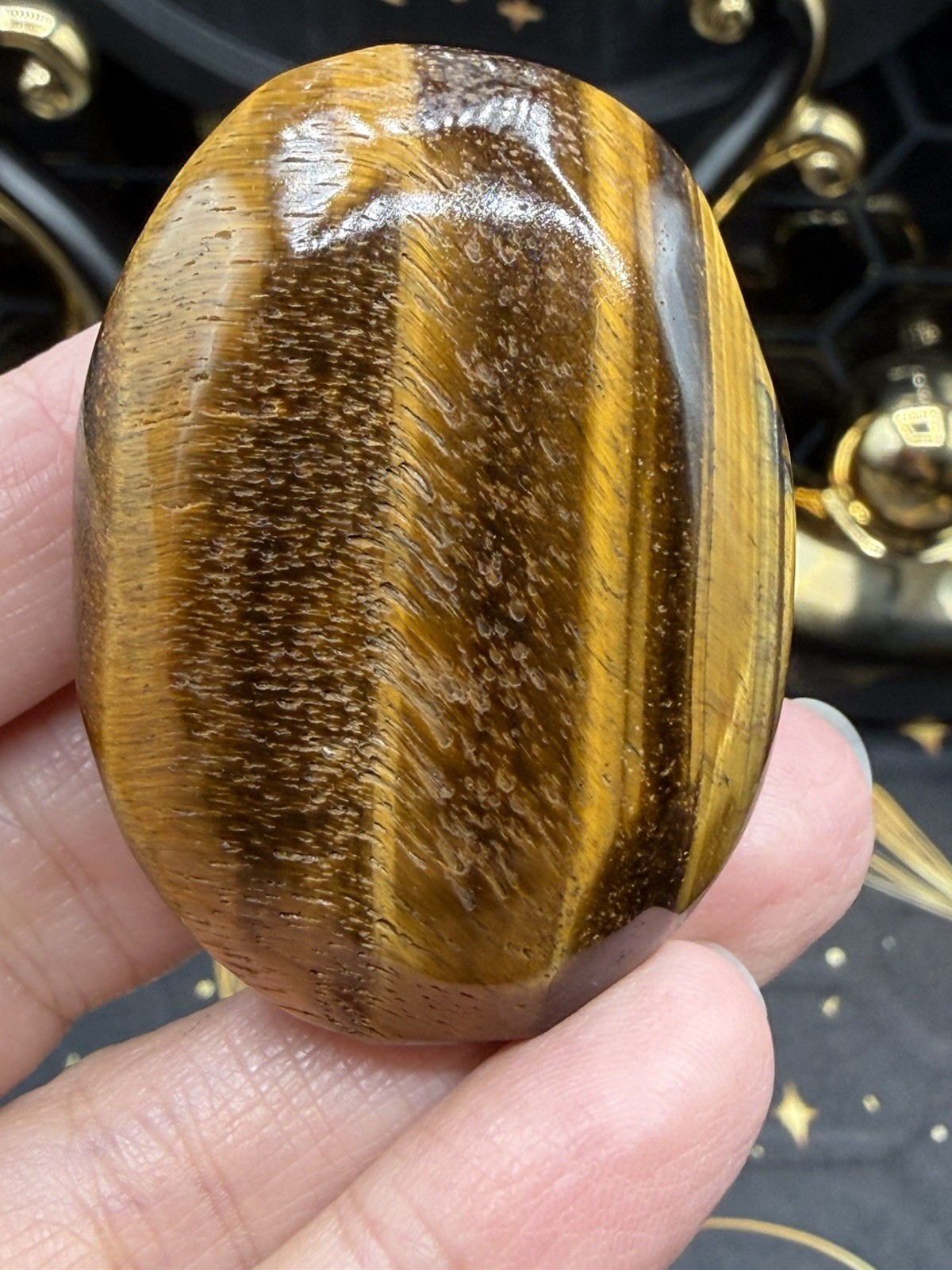 Natural Yellow Tigers Eye Palmstones Free shipping