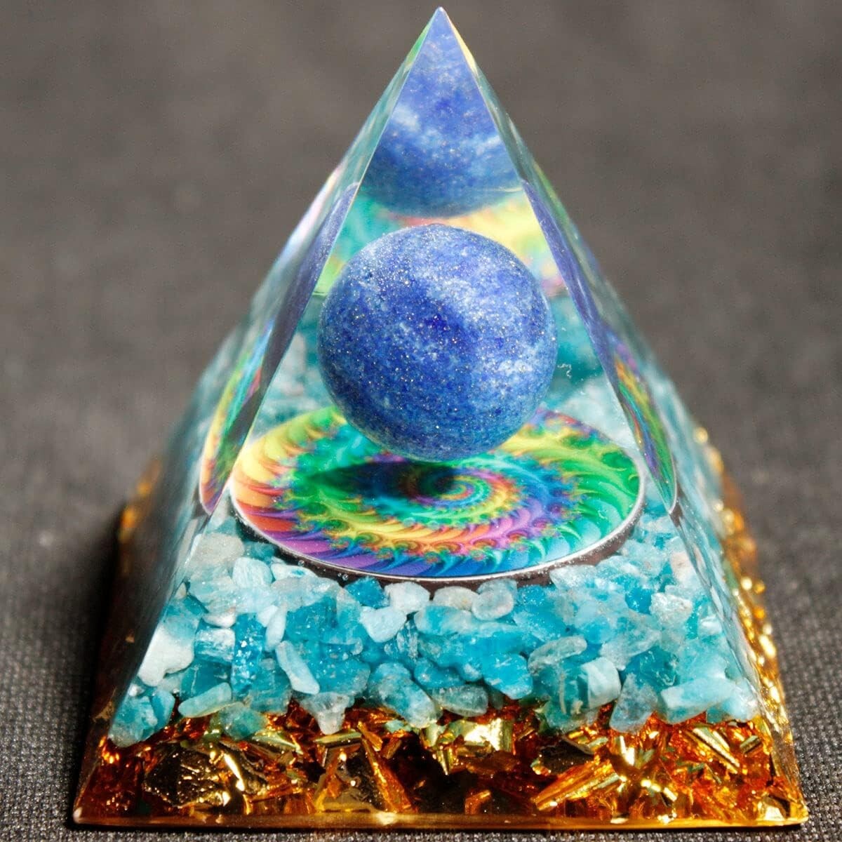 Orgonite Pyramid Lapis Lazuli Stone Sphere Blue Gemstone Orgone Reiki Energy