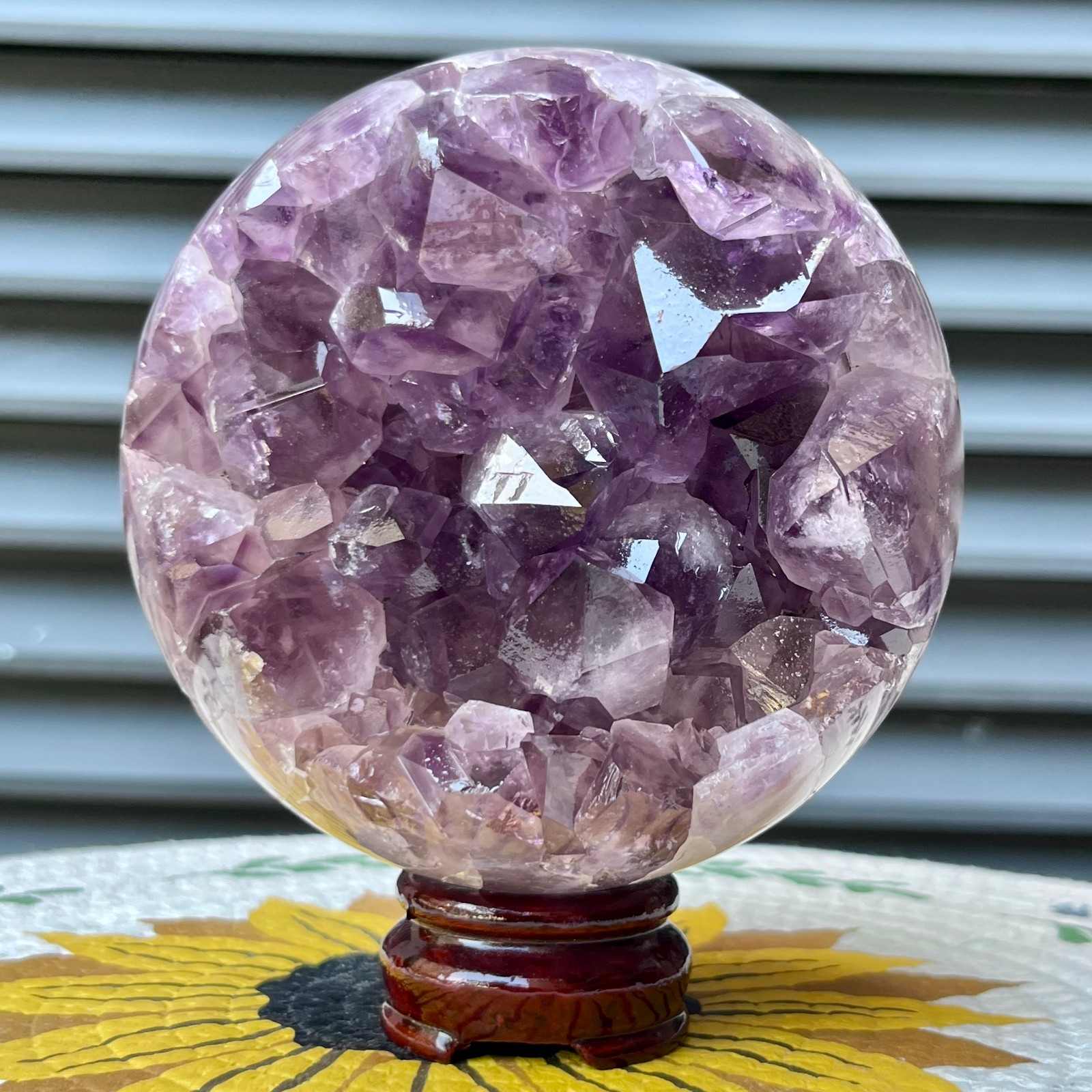 4.2 lb Amethyst Geode Crystal Sphere Natural Druzy Ball Agate Display Art Decor