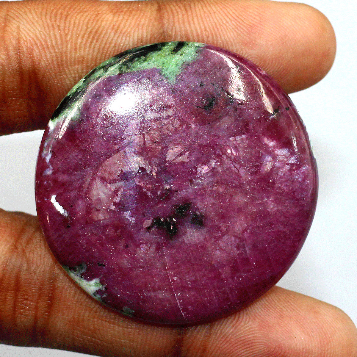 27.81g Natural Flashy Ruby Zoisite Collectible Crystal Coin Palmstone Specimen