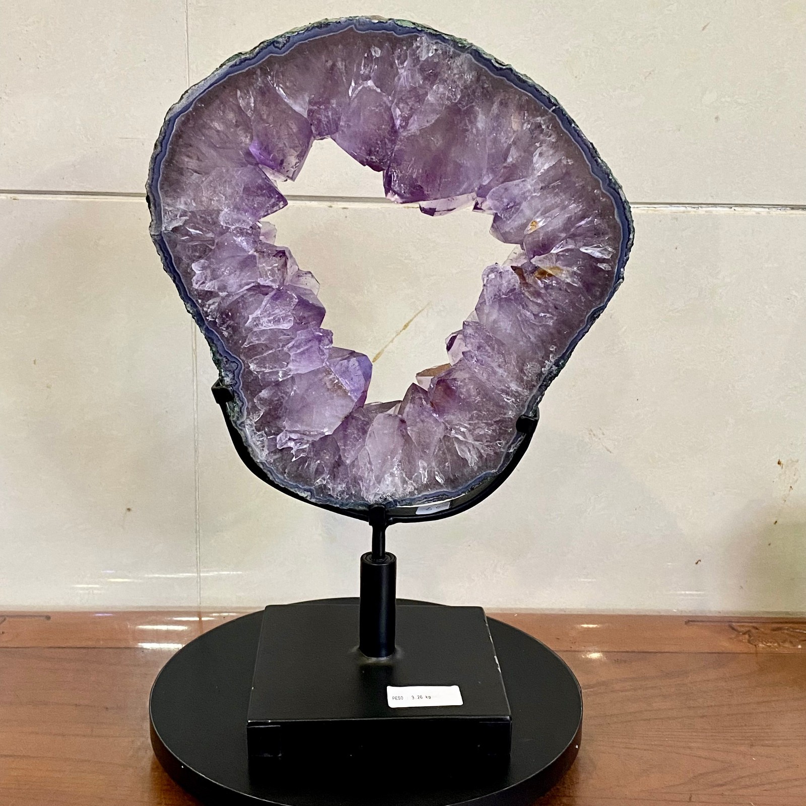 7.16LB Natural Amethyst Cave Crystal Slice Crescent shaped Hand Cut Repai