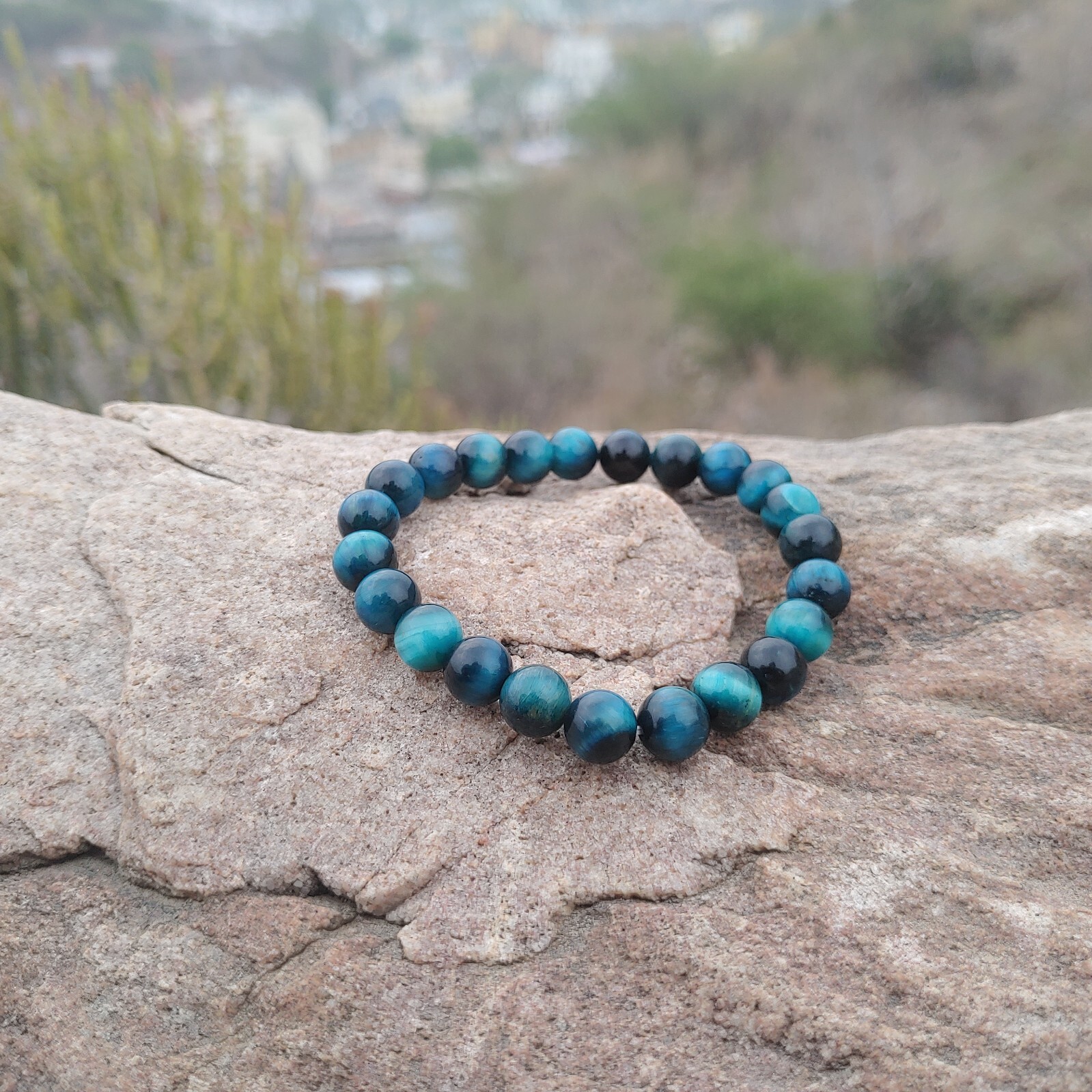 Natural Blue Tiger’s Eye Bracelet – Focus & Protection Crystal Healing Jewelry