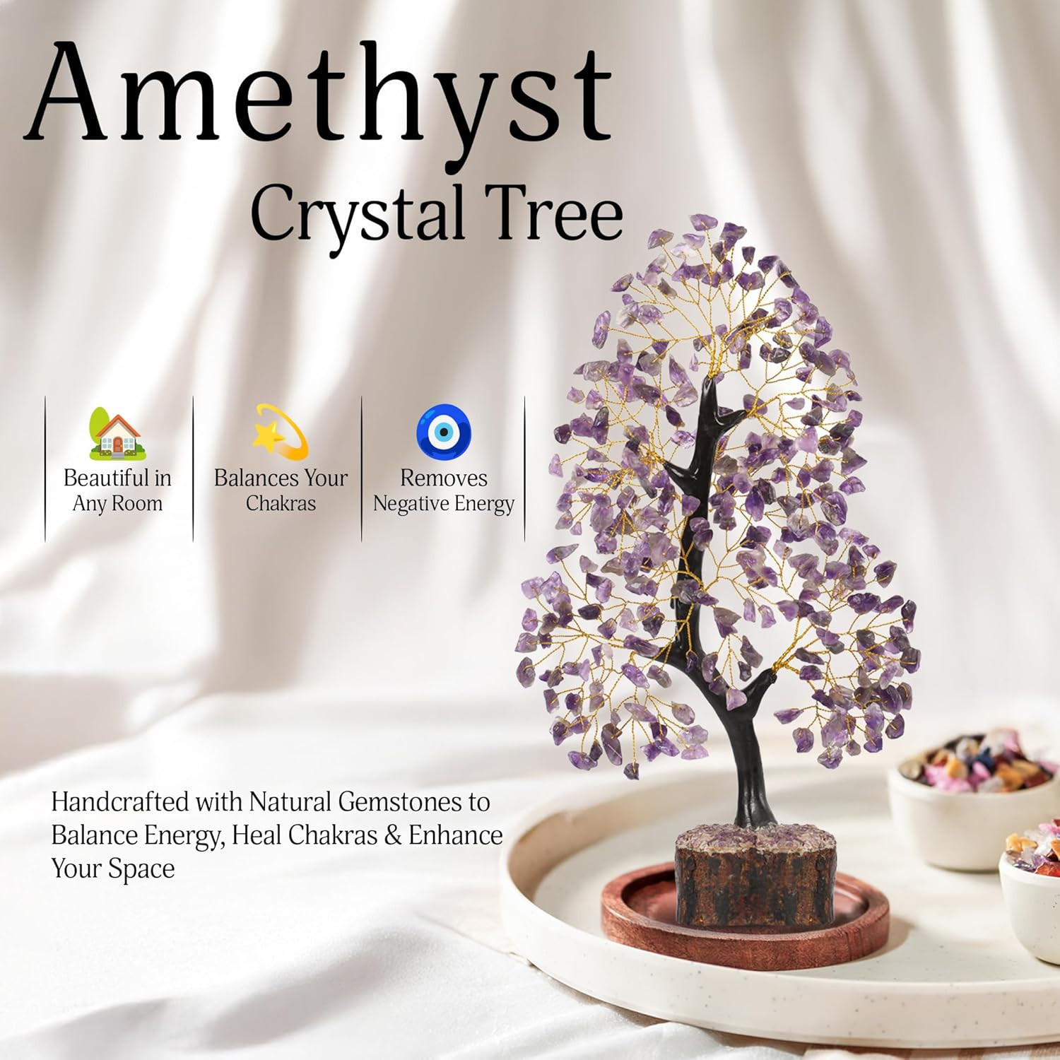 Amethyst Crystal Tree of Life, Purple Tree, Crystal Decor, Chakra Tree, Healing