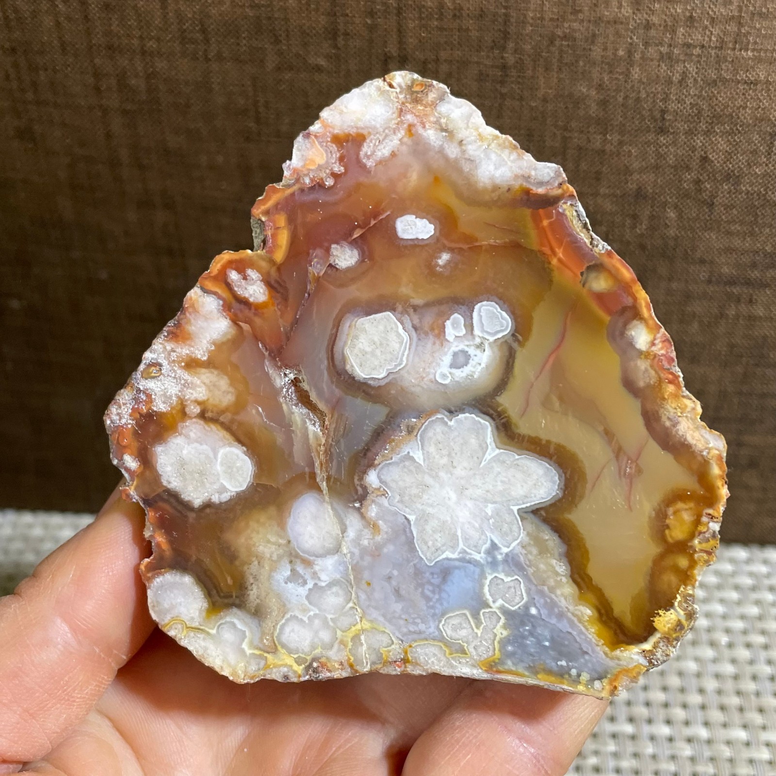 198g atural Sakura Agate Blossom Facet Rough Specimen Madagascar
