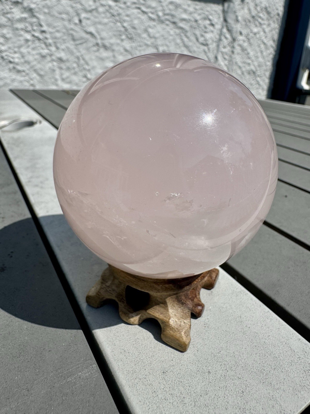 Big Over 3 Inches rose Quartz Sphere With Rainbows.