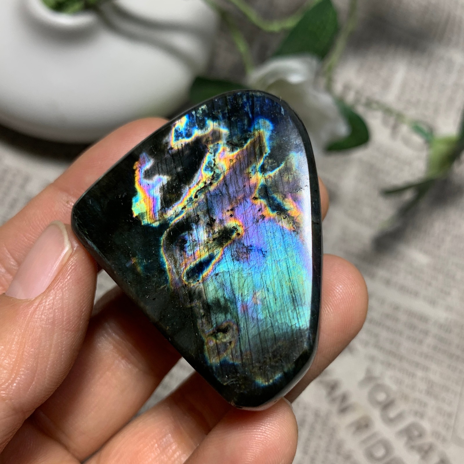 62g Natural Purple Labradorite Quartz Crystal Stone Specimen Healing